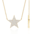 Diamond Star Pendant Necklace in Pave Setting Natural - ( HI-SI ) - Rosec Jewels