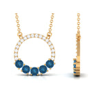 Natural London Blue Topaz and Diamond Eternity Necklace AAA - Rosec Jewels
