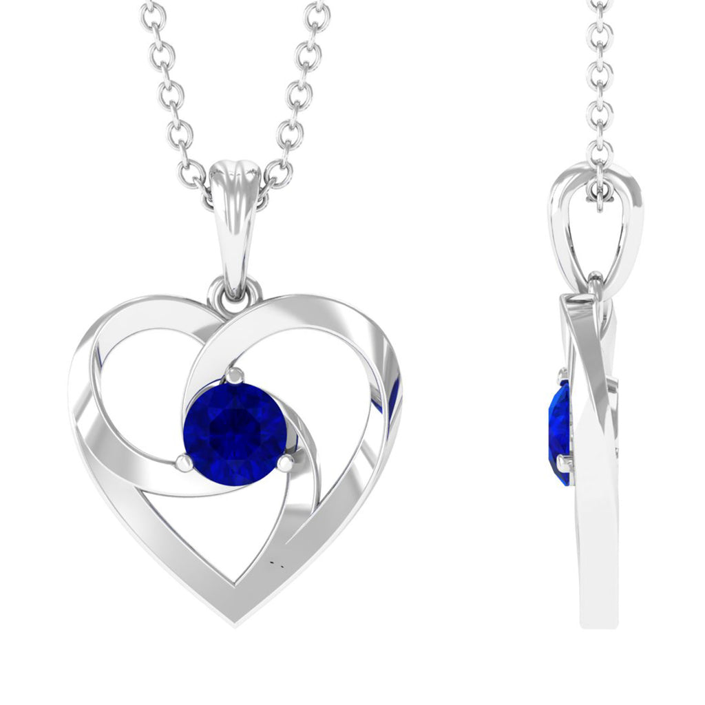 1/4 CT Minimal Heart Necklace with Diffused Sapphire