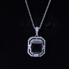 Vintage Inspired Octagon Created Black Diamond Pendant with Moissanite AAAA ( Synthetic ) - Rosec Jewels