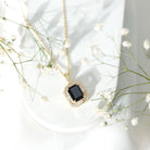 Vintage Inspired 3.4 Carat Emerald Cut Synthetic Black Diamond Pendant Necklace AAAA ( Synthetic ) - Rosec Jewels