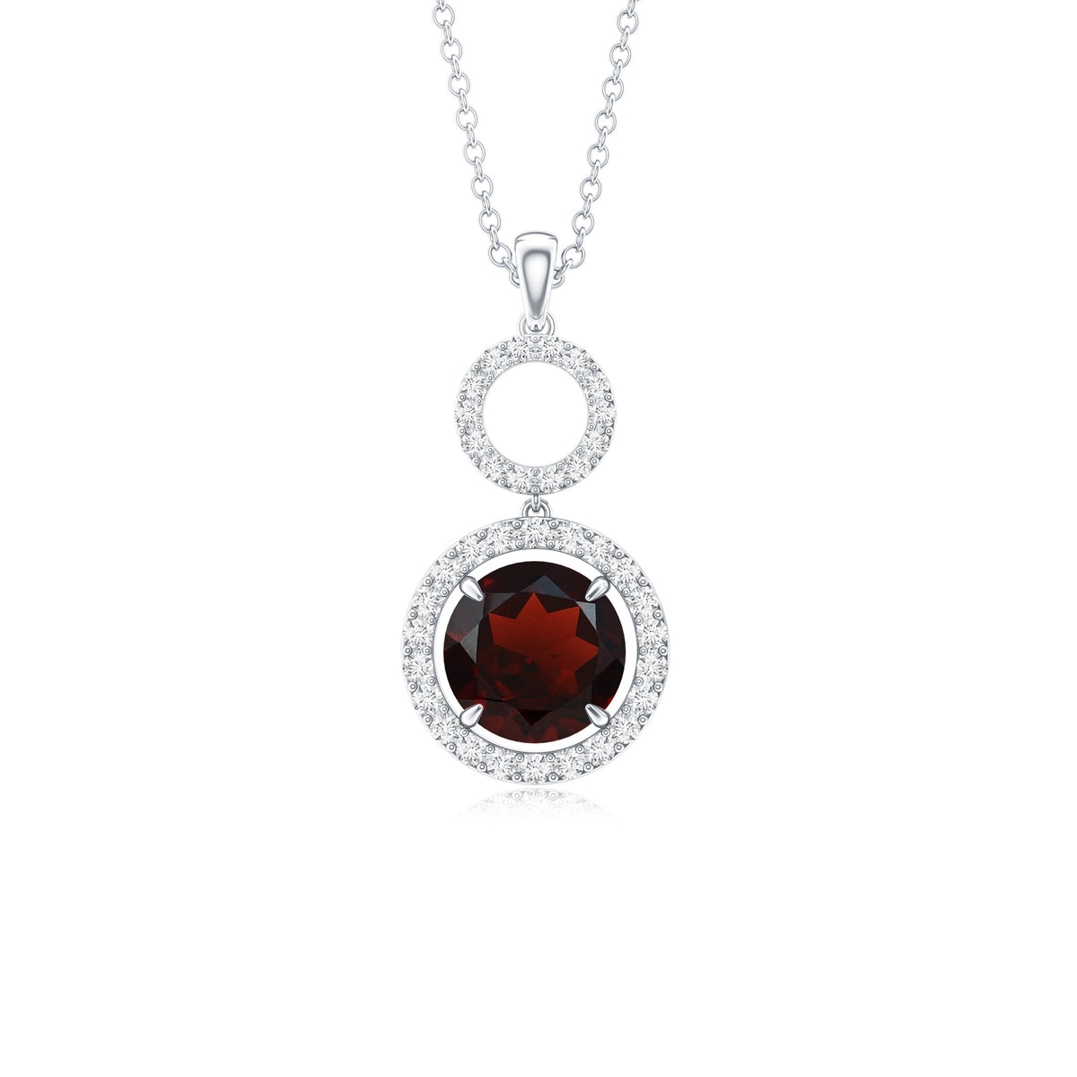 Real Garnet Circle Eternity Necklace with Diamond AAA - Rosec Jewels