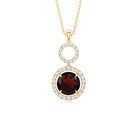 Real Garnet Circle Eternity Necklace with Diamond AAA - Rosec Jewels