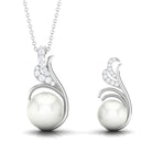 Freshwater Pearl and Diamond Designer Jewelry Set AAA - Rosec Jewels