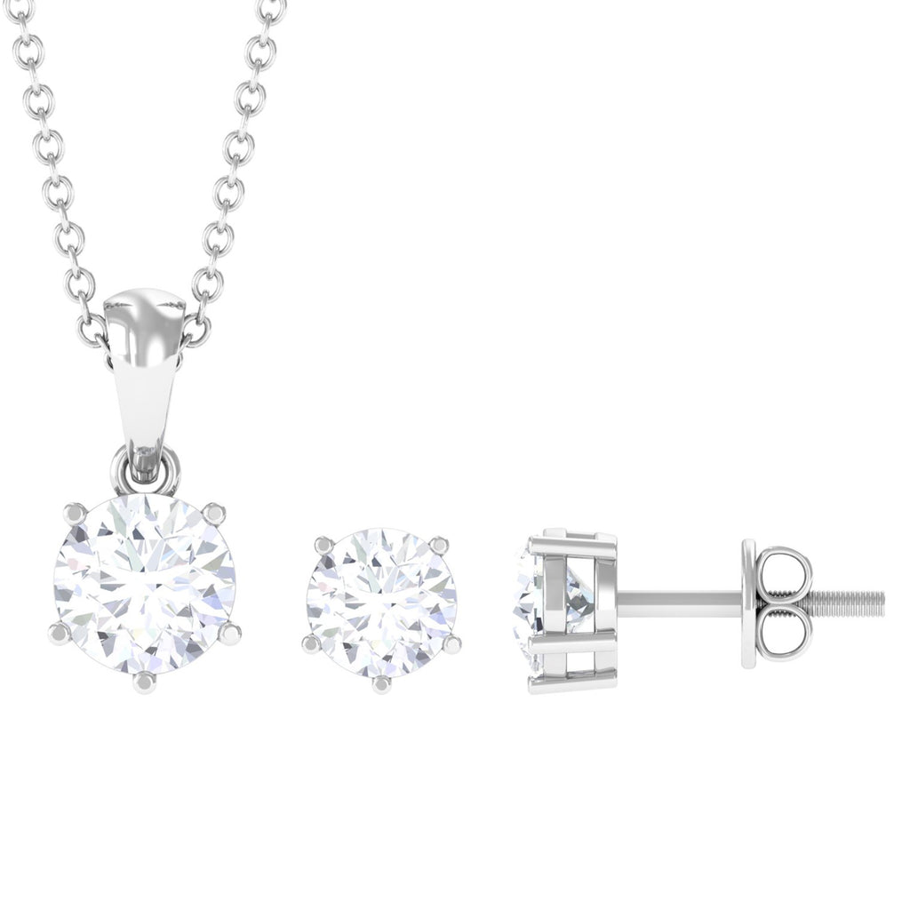 2 CT Solitaire Jewelry Set with Round Shape Moissanite