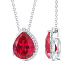 Lab Grown Ruby Teardrop Designer Necklace with Diamond AAAA - Rosec Jewels