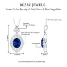 Lab Grown Blue Sapphire Art Deco Necklace with Diamond Accent AAAA - Rosec Jewels