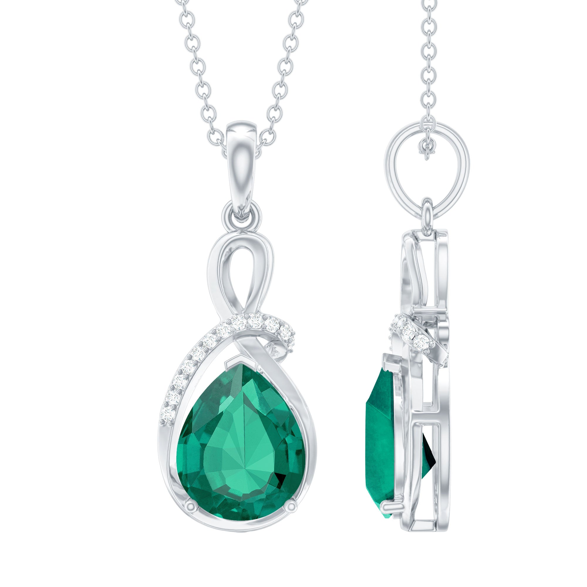 Lab Grown Emerald Diamond Infinity Necklace
