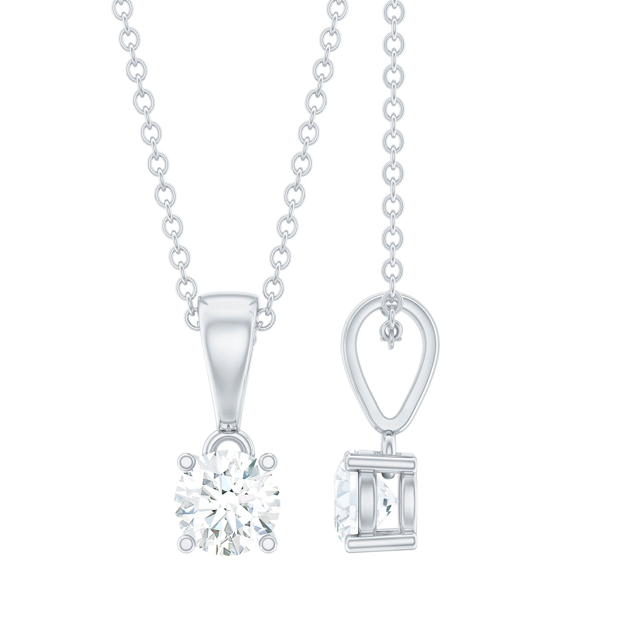 5mm Brilliant Cut Lab Grown Diamond Solitaire Necklace With Silver Chain