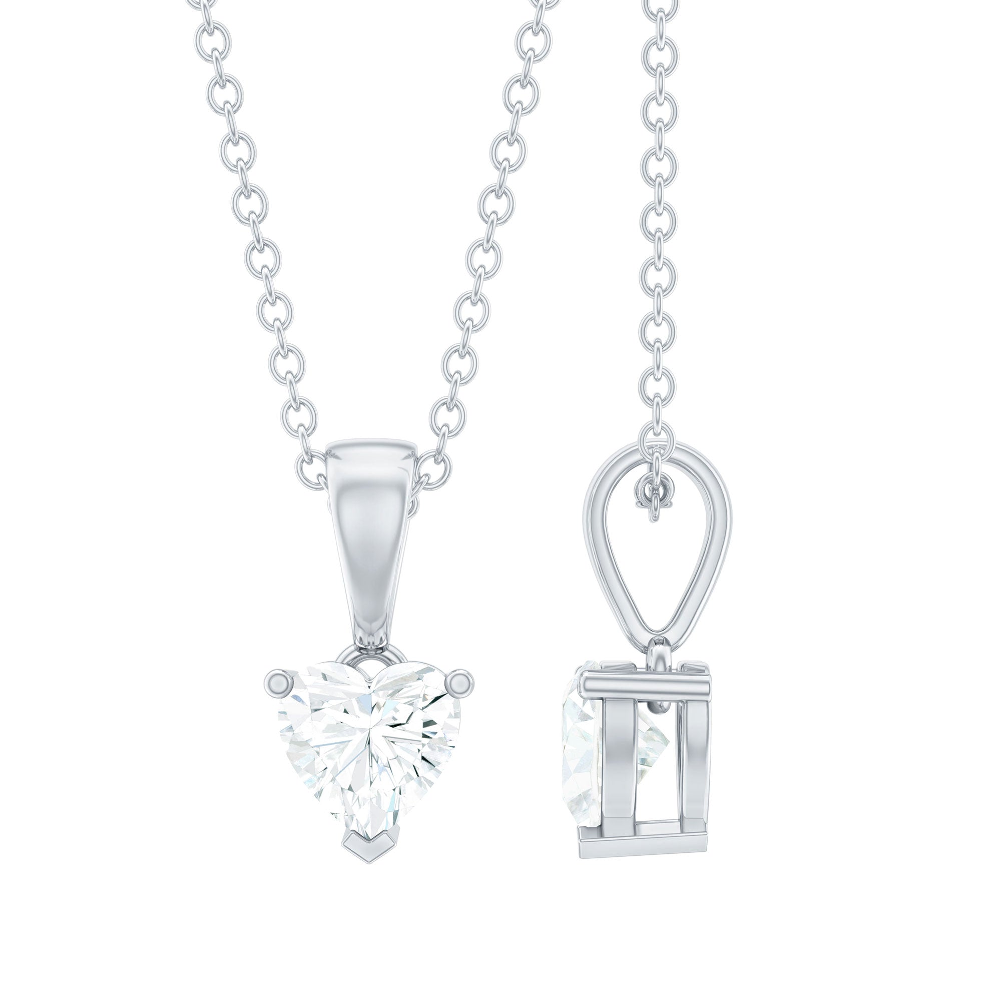 5 MM Lab Grown Diamond Heart Necklace For Women