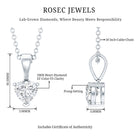 5 MM Lab Grown Diamond Heart Necklace For Women Lab - ( EF-VS ) - Rosec Jewels