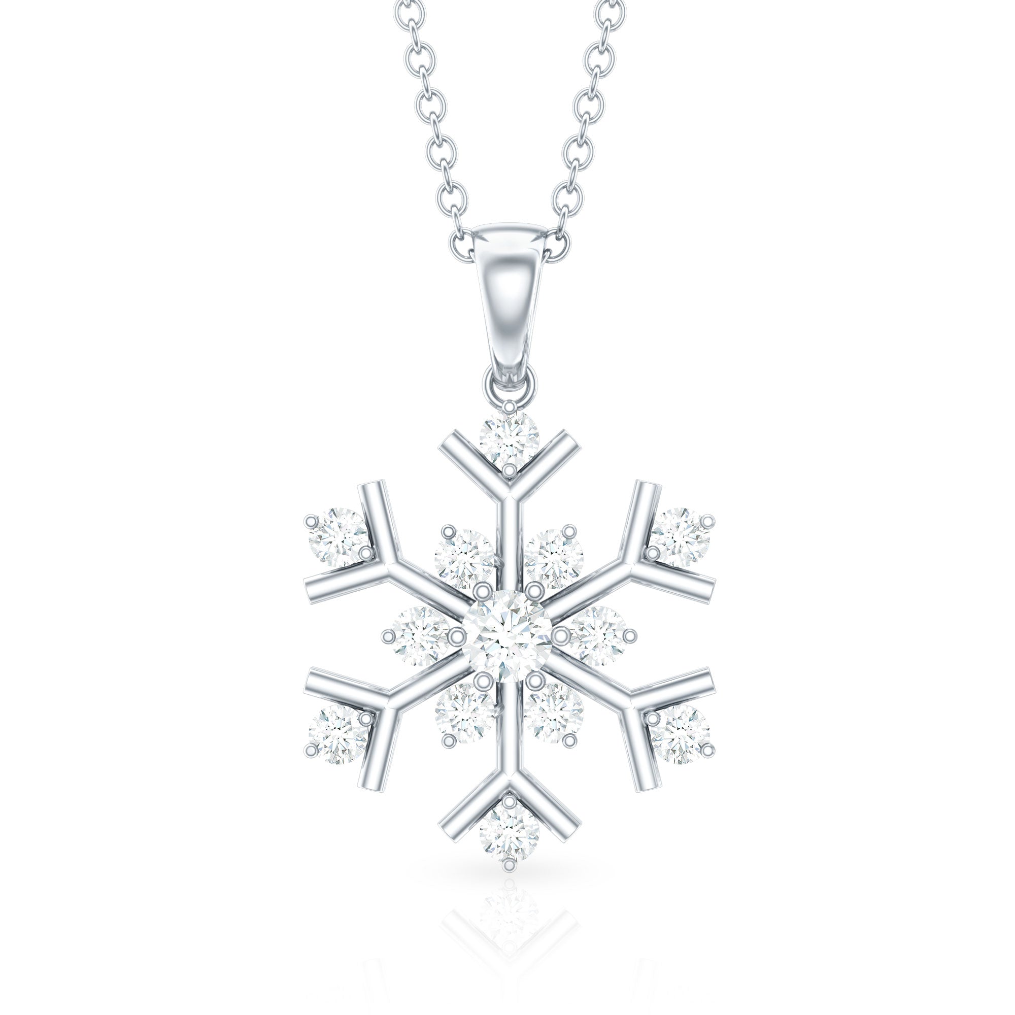 Certified Natural Diamond Christmas Necklace With Chain Natural - ( HI-SI ) - Rosec Jewels