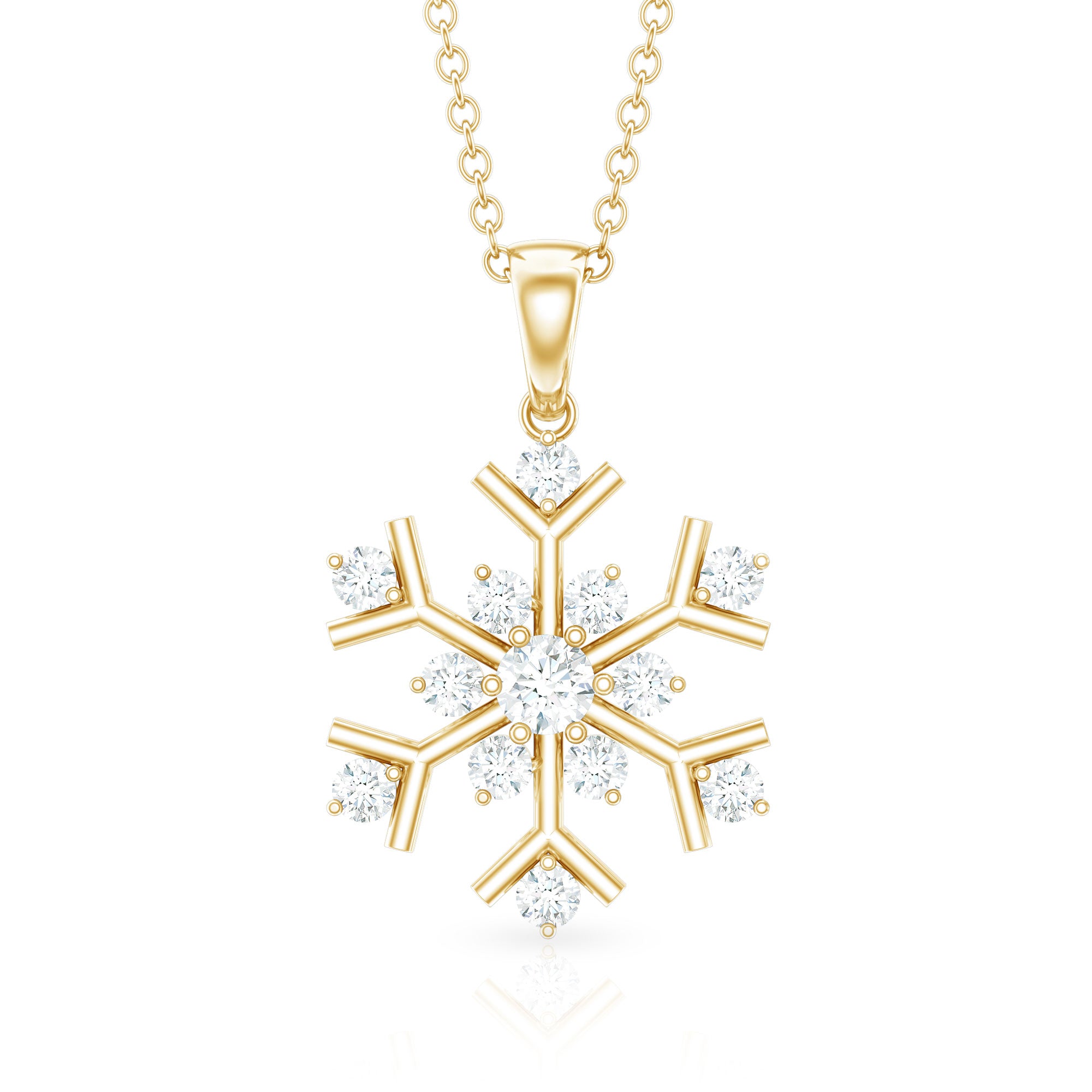 Certified Natural Diamond Christmas Necklace With Chain Natural - ( HI-SI ) - Rosec Jewels