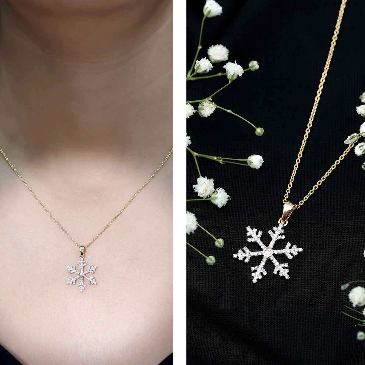 Genuine Diamond Snowflake Pendant for Women Natural - ( HI-SI ) - Rosec Jewels