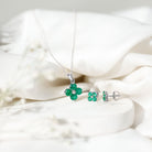 Natural Emerald Clover Jewelry Set for Women AAA - Rosec Jewels