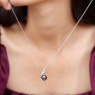 Tahitian Pearl and Diamond Minimal Pendant with Leaf Motif Tahitian pearl - ( AAA ) - Quality - Rosec Jewels