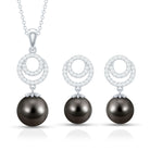 Genuine Tahitian Black Pearl Drop Jewelry Set with Certificate AAA - Rosec Jewels