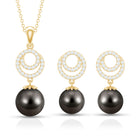 Genuine Tahitian Black Pearl Drop Jewelry Set with Certificate AAA - Rosec Jewels