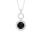Classic 2 Carat Black Onyx Diamond Drop Necklace AAA - Rosec Jewels