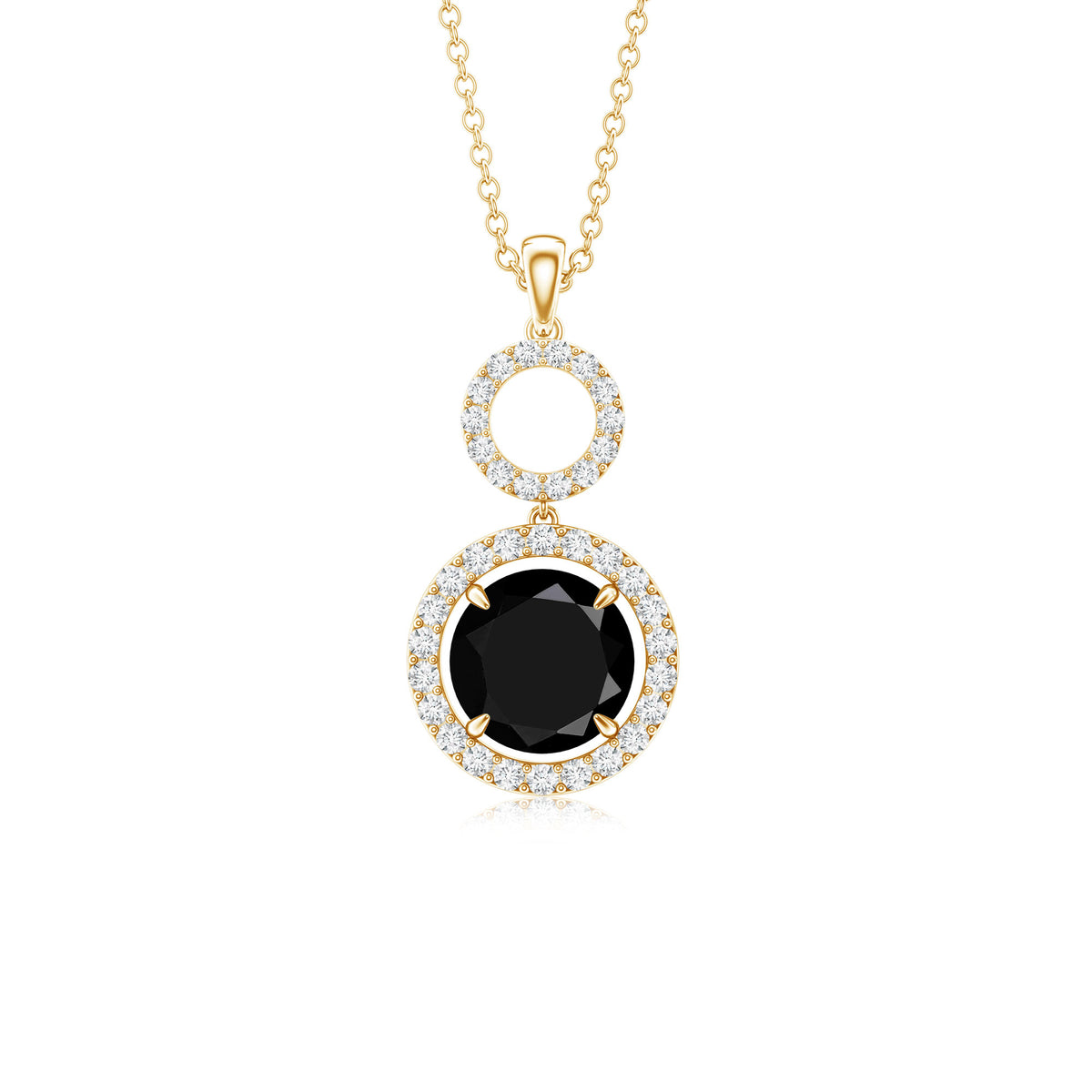Classic 2 Carat Black Onyx Diamond Drop Necklace AAA - Rosec Jewels