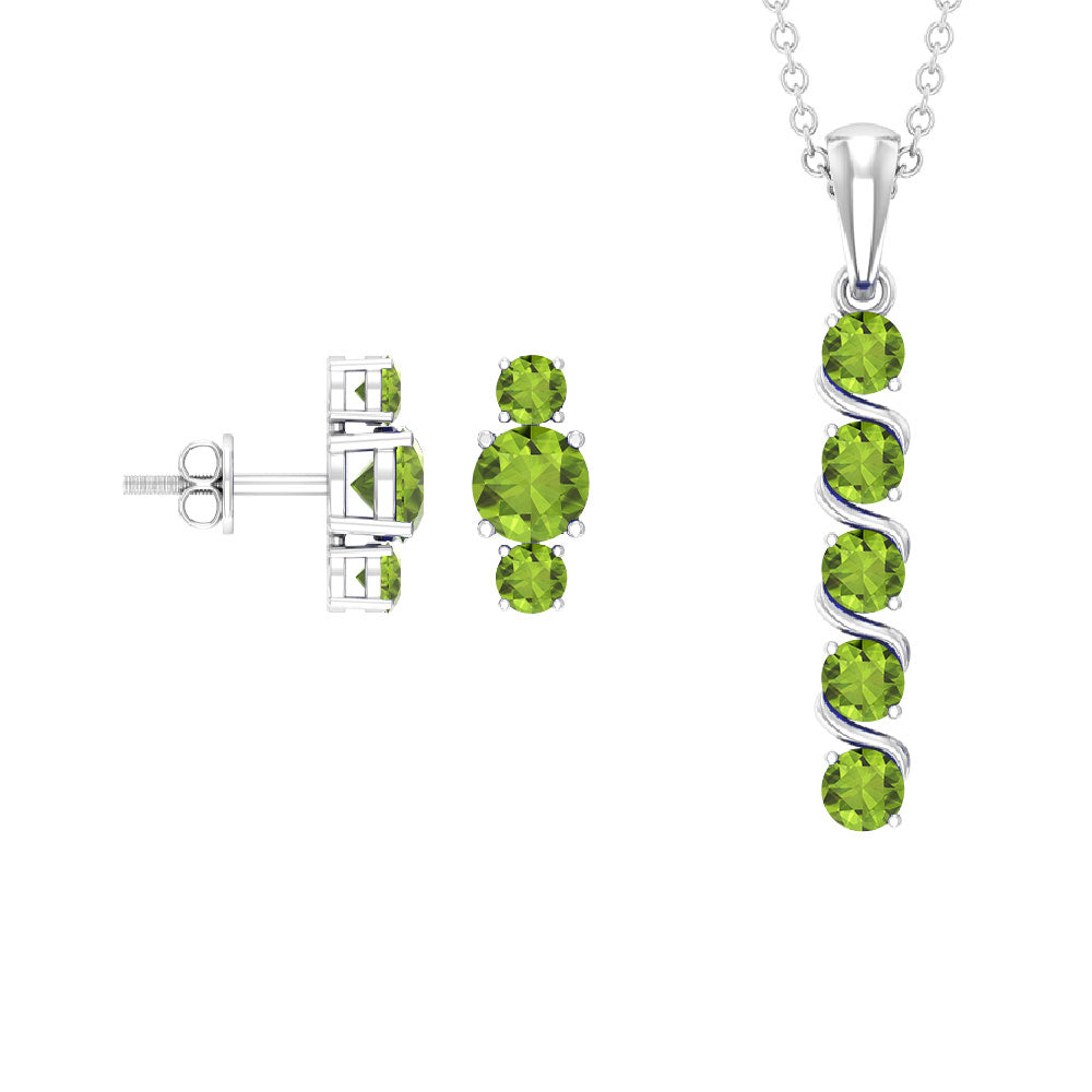 Elegant Peridot Bar Jewelry Set Peridot - ( AAA ) - Quality - Rosec Jewels