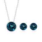 4.7 Carat Round London Blue Topaz Solitaire Jewelry Set in Bezel Setting AAA - Rosec Jewels