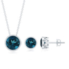 4.7 Carat Round London Blue Topaz Solitaire Jewelry Set in Bezel Setting AAA - Rosec Jewels