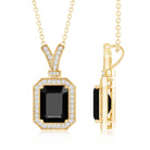 1.68 Carat Emerald Cut Lab Grown Black and White Diamond Vintage Necklace AAAA ( Synthetic ) - Rosec Jewels