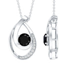 Certified Lab Grown Black and White Diamond Teardrop Necklace AAAA ( Synthetic ) - Rosec Jewels