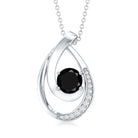 Certified Lab Grown Black and White Diamond Teardrop Necklace AAAA ( Synthetic ) - Rosec Jewels
