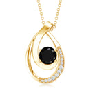 Certified Lab Grown Black and White Diamond Teardrop Necklace AAAA ( Synthetic ) - Rosec Jewels