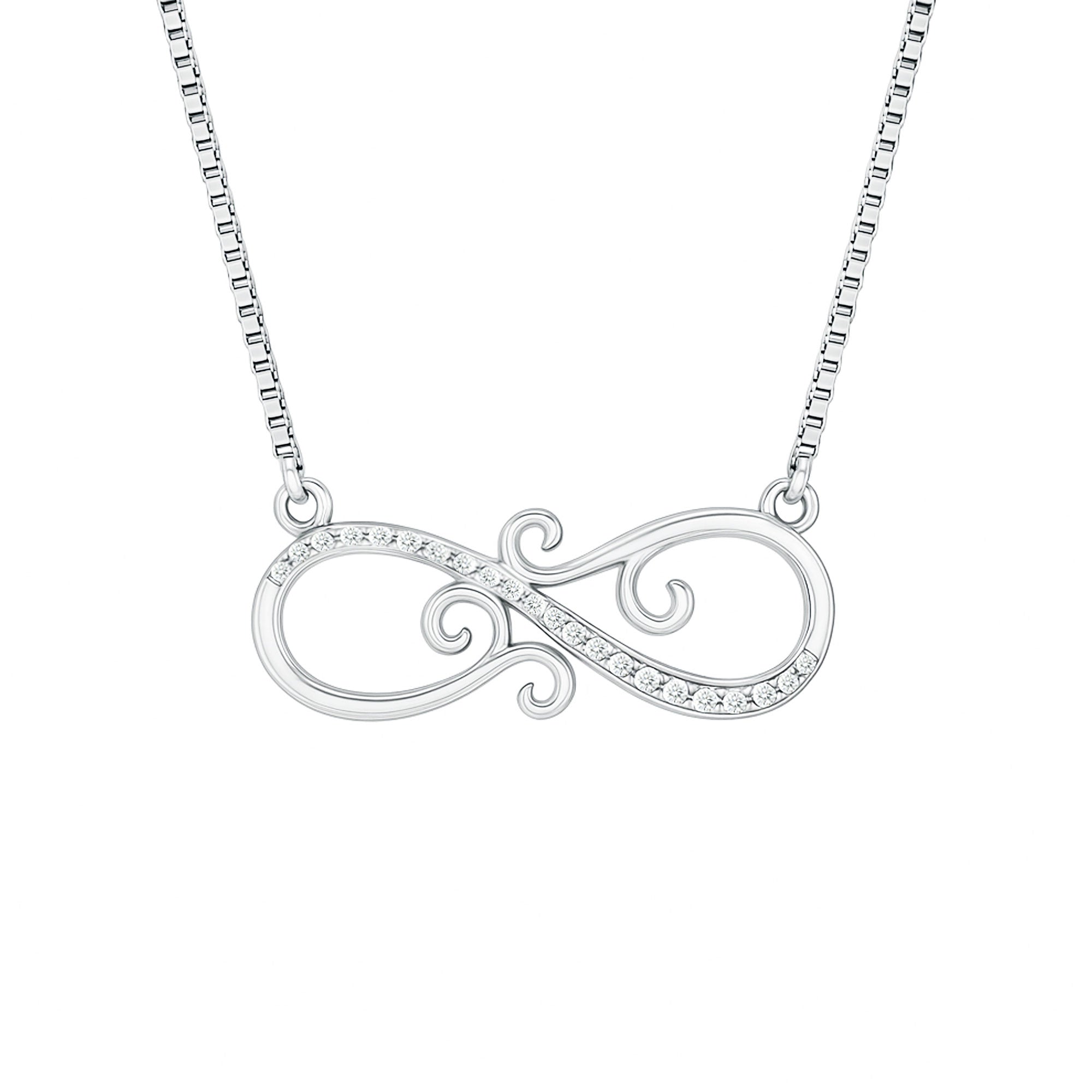 Art Deco Style CZ Diamond Infinity Necklace in 14K Gold Plated Silver