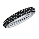 Certified Lab Grown Black Diamond 3 Row Eternity Band Ring AAAA ( Synthetic ) - Rosec Jewels