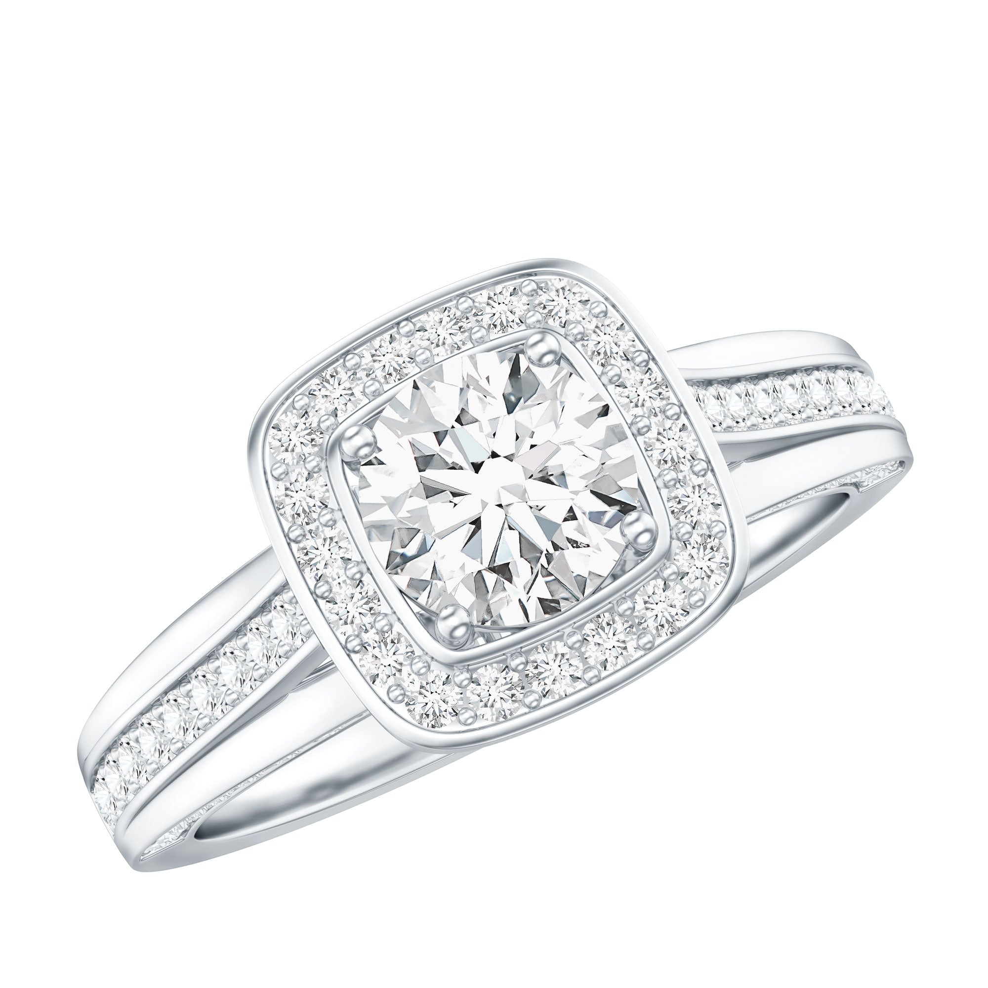 Classic Moissanite Halo Engagement Ring with Certificate D-VS1 - Rosec Jewels