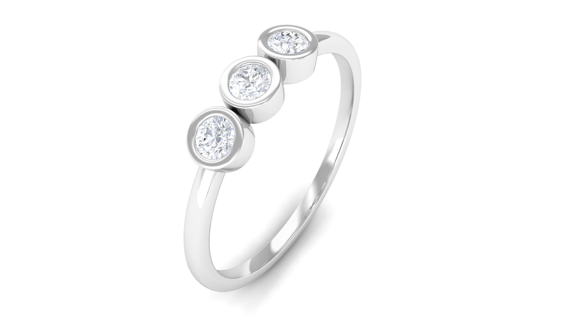Rosec Jewels-Natural Diamond 3 Stone Promise Ring with Certificate