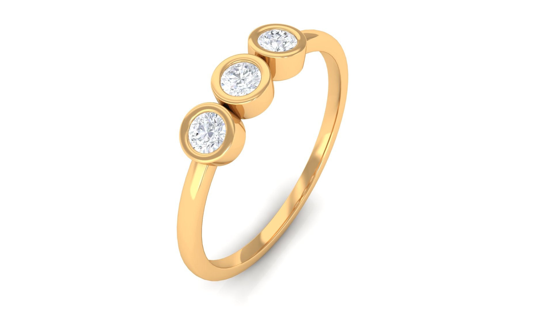 Rosec Jewels-Natural Diamond 3 Stone Promise Ring with Certificate