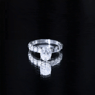 Oval Moissanite Solitaire Engagement Ring with Side Stones D-VS1 - Rosec Jewels