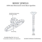 Oval Moissanite Solitaire Engagement Ring with Side Stones D-VS1 - Rosec Jewels