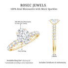 Oval Moissanite Solitaire Engagement Ring with Side Stones D-VS1 - Rosec Jewels