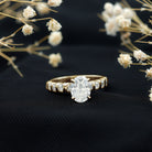Oval Moissanite Solitaire Engagement Ring with Side Stones D-VS1 - Rosec Jewels