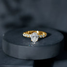 Oval Moissanite Solitaire Engagement Ring with Side Stones D-VS1 - Rosec Jewels