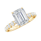 Rosec Jewels-Octagon Moissanite Solitaire Engagement Ring with Side Stones