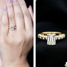 Rosec Jewels-Octagon Moissanite Solitaire Engagement Ring with Side Stones