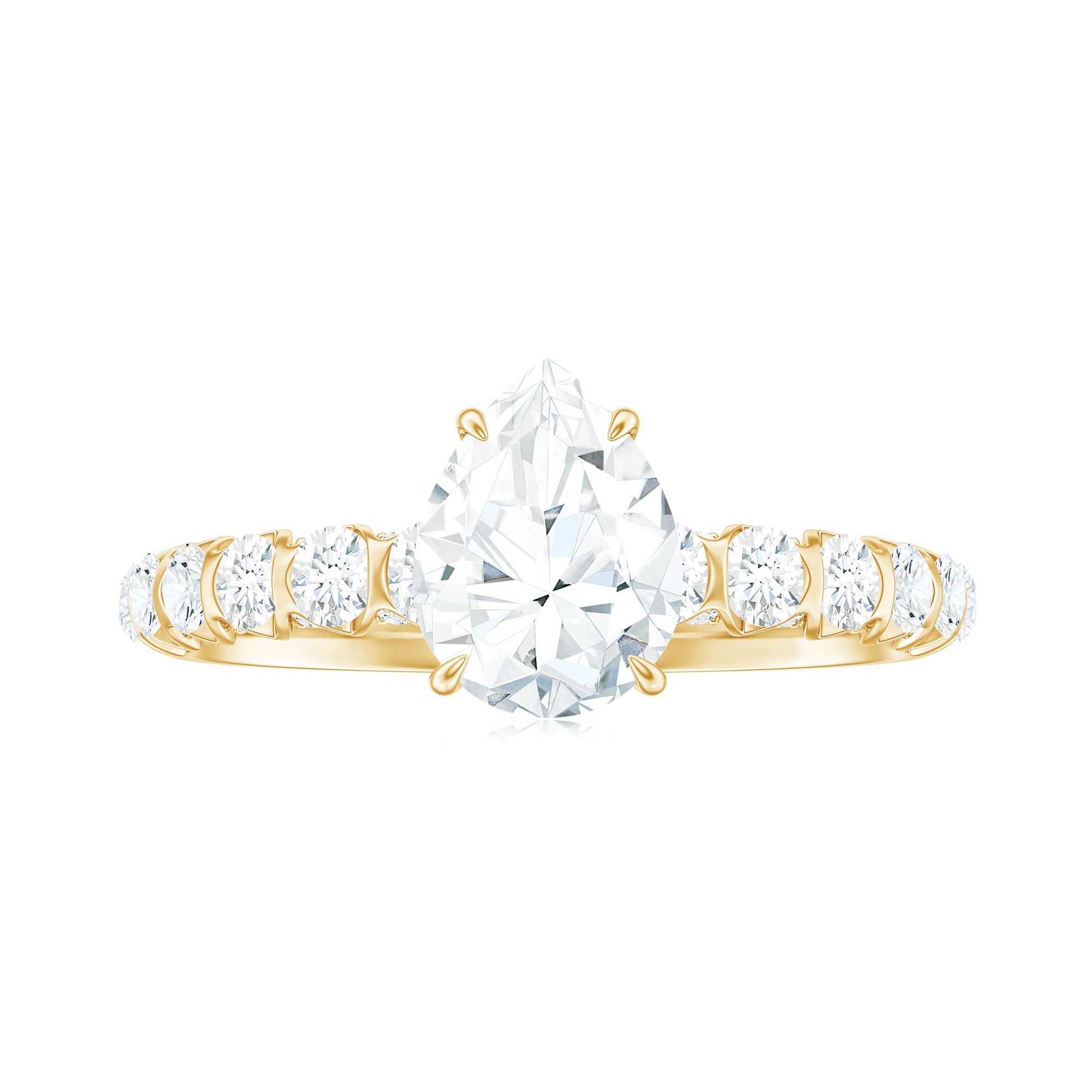 Pear Shaped Moissanite Solitaire Engagement Ring D-VS1 - Rosec Jewels