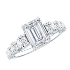 1.8 Carat Emerald Cut Moissanite Side Stone Engagement Ring with Certificate D-VS1 - Rosec Jewels