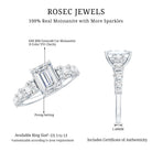 1.8 Carat Emerald Cut Moissanite Side Stone Engagement Ring with Certificate D-VS1 - Rosec Jewels