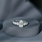 1.8 Carat Emerald Cut Moissanite Side Stone Engagement Ring with Certificate D-VS1 - Rosec Jewels