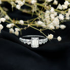 1.8 Carat Emerald Cut Moissanite Side Stone Engagement Ring with Certificate D-VS1 - Rosec Jewels