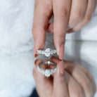 3 CT Oval Cut Moissanite Side Stone Engagement Ring D-VS1 - Rosec Jewels