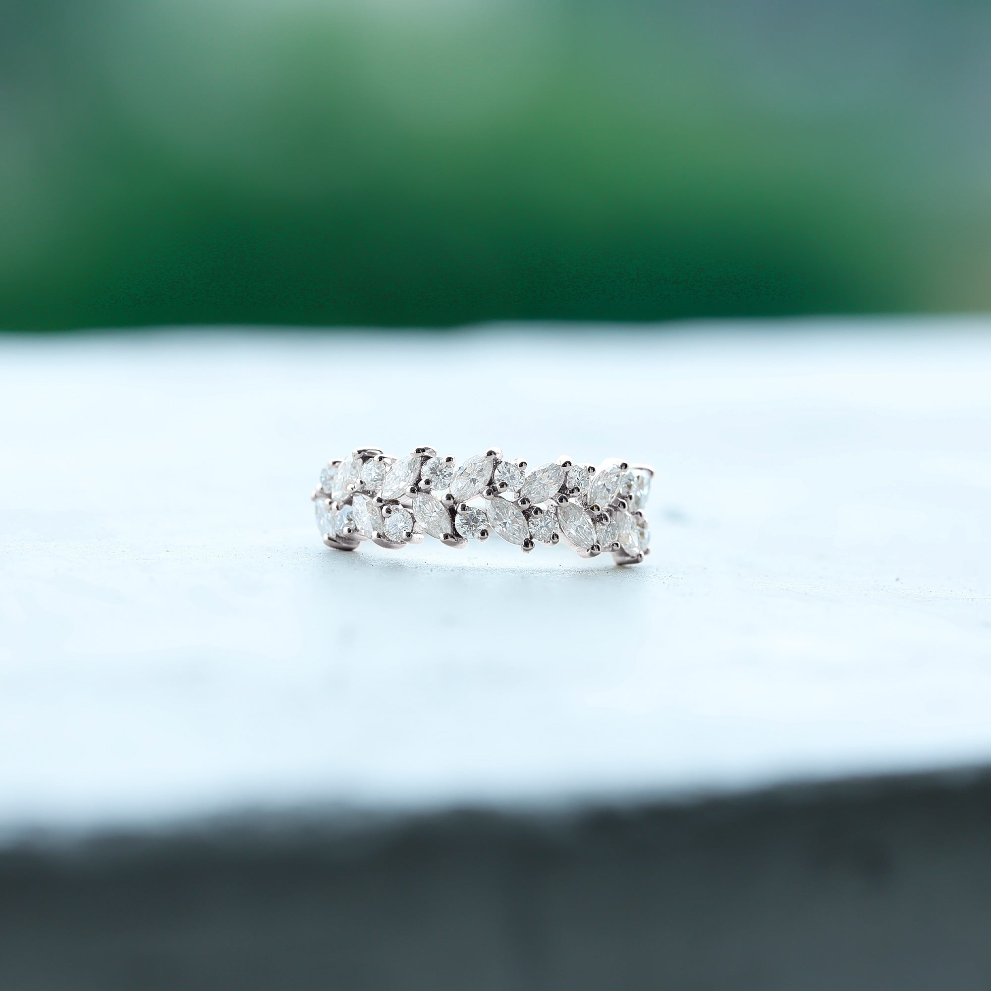 Certified Moissanite Cluster Eternity Band D-VS1 - Rosec Jewels